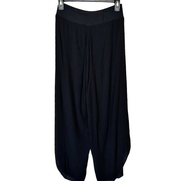 BOHO Pants T.Zovich Relaxed Wrap Slit Boho Beach Vacation Black Small NWT - Picture 5 of 7